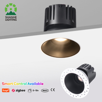 Downlight encastré intelligent à LED RGB anti-éblouissement de luxe pour spa et salon de beauté, réglable, sans cadre, 7W 12W/20W, profil en aluminium COB