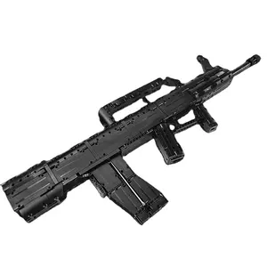 Senapan Blok Bangunan Rakitan 14005 Model Senjata Senapan Otomatis QBZ 95 Kit Pistol Batu Bata Mainan Natal Anak-anak