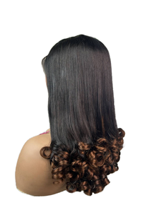 Parrucche Lunghe e Voluminose in Capelli Vergini Brasiliani 300g, Super Double Drawn, Frontale in Pizzo Trasparente 5x5, Densità 250%, Ricci T1B/4 - Vendita Calda - Product Image 1