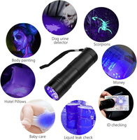 Lampe de poche UV 12 LED lampe de poche à lumière noire 395nm Mini lampe torche détecteur pour chien animal de compagnie tache d'urine de lit insecte et Scorpion