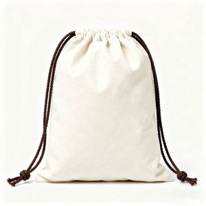 Custom Recycled Natural Canvas Cotton <b>Drawstring</b> <b>Backpack</b> Bag - Product Image 2