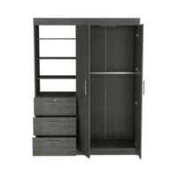 [Stock US] Livraison Gratuite Armoire à 3 Étagères et Tiroirs avec Poignées Métalliques Chêne Fumé Expédition Domestique US 1 Pièce MOQ