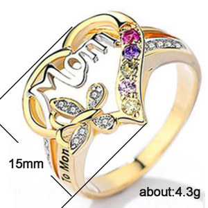 Bague en forme de cœur pour la fête des mères, bijoux élégants pour femmes, cadeau pour maman, bague réglable - Product Image 2