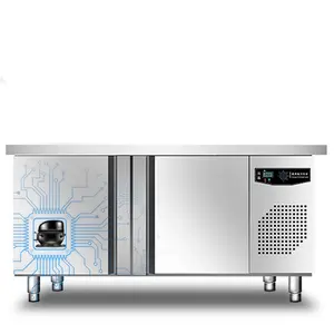 Commercial Kitchen Work Table Chiller Stainless Steel Chiller Worktop Salad Bar Freezer Pizza Cabinet for Restaurant