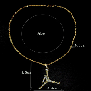 Mặt dây chuyền thể thao nam NL2073 kiểu dáng Slam Dunk, đính đá giả kim cương, phong cách Hip Hop, mạ vàng, dây chuyền thời trang - Product Image 4