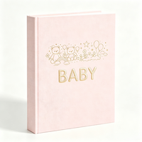 Journal de souvenirs pour bébé en lin avec couverture rigide, logo personnalisé en feuille d'or, cadeau de naissance, carnet