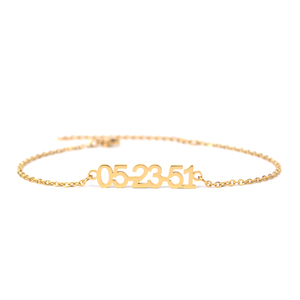 Customized 18K Gold Plated Personalised Number Date <strong>Anklet</strong> <strong>Bracelet</strong> - Product Image 2