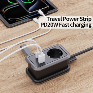 ปลั๊กไฟออกแบบพกพา EU 1ช่องพร้อมสายเคเบิลยาว1.5ม. 2 USB พอร์ตเอาต์พุต1.5ม. สายเคเบิลหลายปลั๊กสำหรับกระแสไฟ16A เดินทาง - Product Image 4