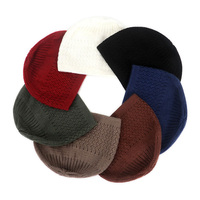 Vente en gros de chapeaux de prière islamiques musulmans turcs Kufi faits à la main en crochet élastique blanc pour hommes