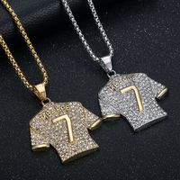 Collier Hip Hop Punk en acier inoxydable plaqué or 18 carats avec pendentif étoile de football Cristiano Ronaldo Neymar Mbappé Portugal Géométrique