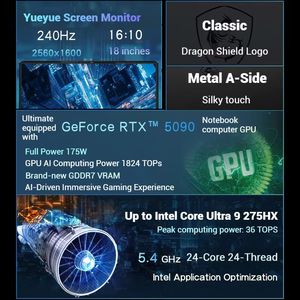 Ordinateur portable gaming MSI 18HX 2025 – Modèle phare avec processeur Intel Core Ultra i9-275 et cartes graphiques RTX 5090/5080/5070Ti, clavier anglais - Product Image 3