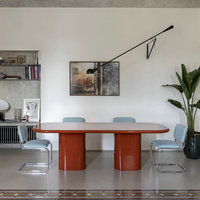 Meubles de salle à manger de luxe, ensemble de table à manger, rouge brillant, moderne, table à manger rectangulaire en bois pour villa