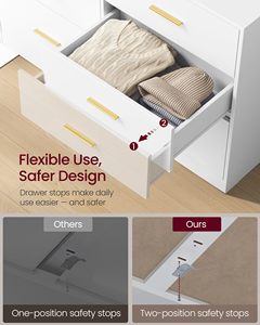 Commode moderne blanche SENYU de 47 pouces pour chambre à coucher, 6 tiroirs en bois, poignées dorées, grand rangement, salon, chambre d'enfant et de bébé - Product Image 6