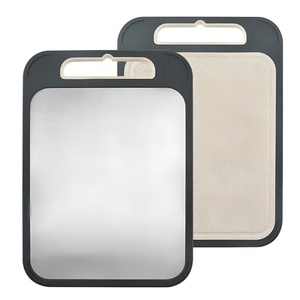 2 in 1 Wheat Straw Double Sided Anti Scratch Kitchen <b>Plastic</b> Slicing Ss Stainless Steel Chopping Board - Product Image 1