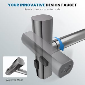 Grifo de Cocina Tipo Cascada <span class=keywords><strong>con</strong></span> Rociador Extraíble, Níquel Cepillado, Grifo de Cocina Giratorio de Acero Inoxidable Sus304 <span class=keywords><strong>para</strong></span> <span class=keywords><strong>Fregadero</strong></span> - Product Image 3