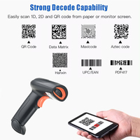 Vente flash - Lecteurs de codes-barres sans fil 2,4 G + USB filaire de haute qualité, rechargeables, lecteurs de codes-barres laser 1D et 2D pour supermarchés