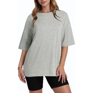 Camiseta Oversize FOXA para Mujer, 100% Algodón, Hombros Caídos, Corte Holgado, Lisa, Transpirable, para Entrenamiento - Product Image 1