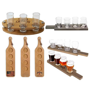Plateau de dégustation de bières en bois d'érable, noyer et acajou OEM ODM avec étiquettes tableau noir pour l'<span class=keywords><strong>Italie</strong></span>, Big Whale, Jenlain, Nikka - Product Image 6