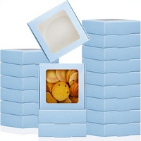 Zonon 30 boîtes carrées en papier kraft avec fenêtre (4,13x4,13x1,18 pouces bleues) |   Boîtes à bonbons/cadeaux, porte-savon, mini-gourmandises, pâtisserie