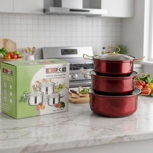 Colored Combined Stainless Steel Soup <b>Pot</b> <b>Set</b> with Wire Handle and Glass Lid for Modern Home Daily Kitchen Cooking - Product Image 5