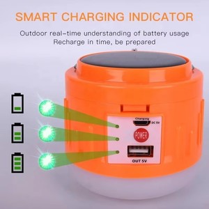 DC USB recargable Solar LED Camping Luz Portátil emergencia multifuncional IP65 clasificación señal de salida lámpara hecha de plástico duradero - Product Image 3