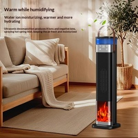 Chauffage tour à effet flamme de cheminée, humidificateur, télécommande, thermostat réglable, silencieux, PTC pour chambre, maison, bureau