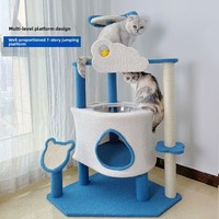 Grand arbre à chat, lit spacieux pour chat, poteaux à gratter en sisal, plateforme multi-niveaux style épuré, 125 cm, compact, spacieux, en velours de chanvre