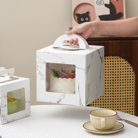 Boîte à gâteau d'anniversaire 4 et 8 pouces, motif marbre, gaufrée, pailletée, bronzée, pour mousse superposée, en carton pliable et recyclé, vente en gros