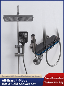 Ensemble de douche en gros d'usine avec affichage numérique LED, pommeau de douche pluie, douchette à main et robinetterie de salle de bain - Product Image 2
