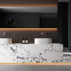 Runpin - <span class=keywords><strong>Pierre</strong></span> artificielle haut de gamme - Quartz Calacatta - Plan de travail de cuisine - Grande dalle - Mur - Décoration moderne pour hôtel, <span class=keywords><strong>maison</strong></span>, entreprise - Product Image 2