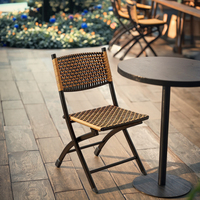 Chaise pliante d'extérieur en rotin PE |   Chaise portable tissée à la main