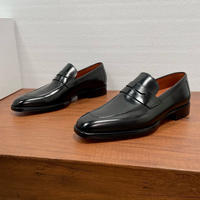 Mocassins Penny en cuir véritable pour hommes, style italien, patinage à la main original, chaussures habillées à enfiler pour affaires