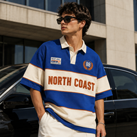 T-shirts en chenille brodée de haute qualité pour hommes, t-shirt court rayé et ample, t-shirt polo vintage en coton 100% personnalisé