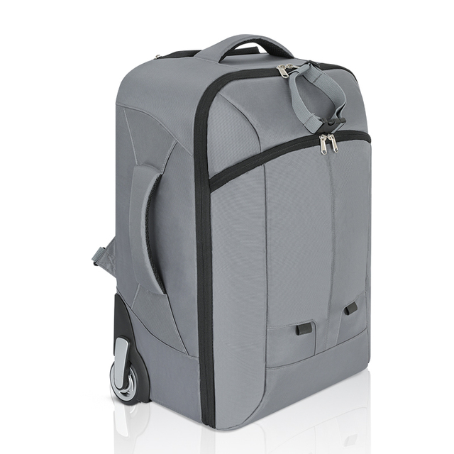 2-in-1 Rolling Camera Backpack Trolley Case with Side Handle Anti-Shock Detachable Padded Compartment Hidden Pull Bar Camera Bag