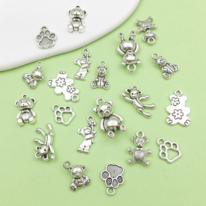 Pendentif petit ours, formes variées, alliage d'argent antique, accessoire de bijouterie DIY pour bracelet, collier, artisanat - Product Image 4