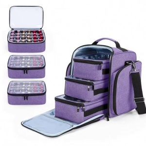 Free Sample <b>Nail</b> Polish Organizer Holds 72 Bottles Large <b>Nail</b> Polish Case with 3 Removable <b>Pouches</b> and Multiple Storage Sections - Product Image 1