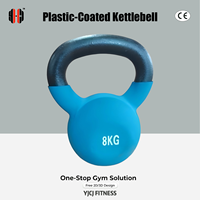 Kettlebell en plastique avec poignée large, corps lisse et revêtu, structure durable pour équipement de fitness professionnel en salle de sport
