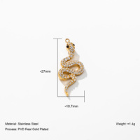 YF9017 Breloques Éléphant Koala Serpent en Acier Inoxydable 316L Plaqué Or PVD 18K Étanche avec Micro-Pavé de Zircons pour Bijoux DIY