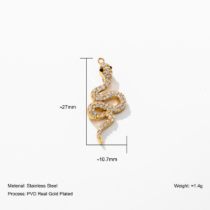 YF9017 Breloques Éléphant Koala Serpent en Acier Inoxydable 316L Plaqué Or PVD 18K Étanche avec Micro-Pavé de Zircons pour Bijoux DIY - Product Image 4