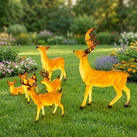 Ensemble de 5 lampes en résine translucide en forme de cerf, produit de jardin, statue lumineuse en fibre de verre pour sculpture de parc