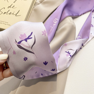 Nuevo Pañuelo Decorativo Floral Morado de Moda, Pañuelo Largo y Estrecho con Estampado a Cuadros, Pañuelo Multiusos con Puntos <span class=keywords><strong>Fucsia</strong></span> para el Cabello para Niña - Product Image 3