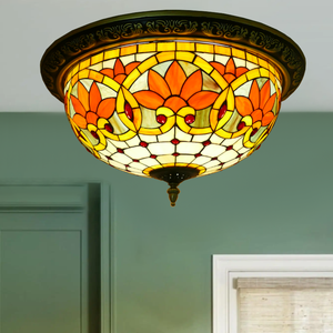 <span class=keywords><strong>Plafonnier</strong></span> Vintage Tiffany Style <span class=keywords><strong>Baroque</strong></span> Vitrail Fleur de Lotus Encastré Suspension Installation Couloir Salon - Product Image 2