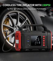 Démarreur de voiture 2000A Peak 16000mAh 12V, batterie externe portable avec compresseur d'air, gonfleur de pneus et lampe de travail LED