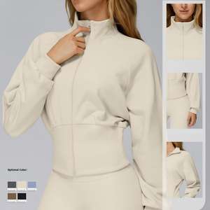 Sudadera Ecológica de Manga Larga con Cuello Alto para Mujer, Otoño Invierno, Color Sólido, Transpirable, para Deportes al Aire Libre, Running, Yoga - Product Image 1