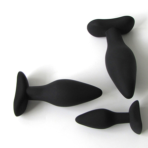 Set de 3 Tapones Anales de Silicona Negra para Masaje, Tamaños Graduados, Juguete Sexual Vibrador - Product Image 1