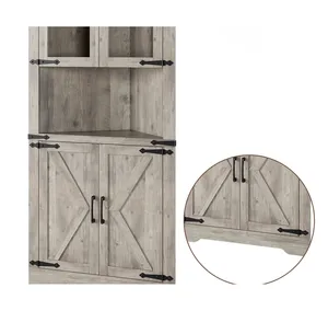 <strong>Tall</strong> <strong>Bathroom</strong> <strong>Corner</strong> Storage <strong>Cabinet</strong> with Barn Door Design &amp; Adjustable Shelves - Product Image 4