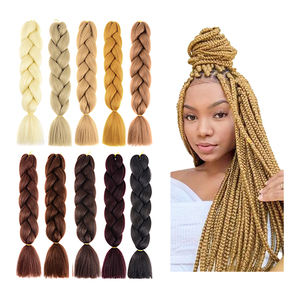 Vente en gros 24 "Extension <span class=keywords><strong>de</strong></span> cheveux crochet africain en fibre synthétique Yaki Twist noir brun boîte Jumbo cheveux <span class=keywords><strong>tresse</strong></span> <span class=keywords><strong>queue</strong></span> <span class=keywords><strong>de</strong></span> <span class=keywords><strong>cheval</strong></span> - Product Image 1