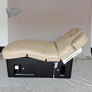 Регулируемый по высоте 3-моторный Электрический термомассажный стол с подогревом спа-кровать с толстым матрасом