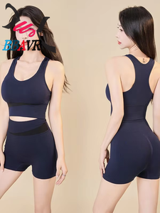 Womens Vest Short Two Piece Yoga Sets Casual <b>Summer</b> Outfits 2 Piece Yoga Sports Jogging Training Set for Women - Product Image 2