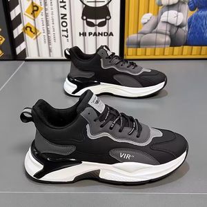 Men's Summer Breathable White PU Korean-Style Sneakers Great Soft All-Match <b>Height</b>-<b>Increasing</b> Trendy Lace-Up Mesh Walking <b>Shoes</b> - Product Image 4